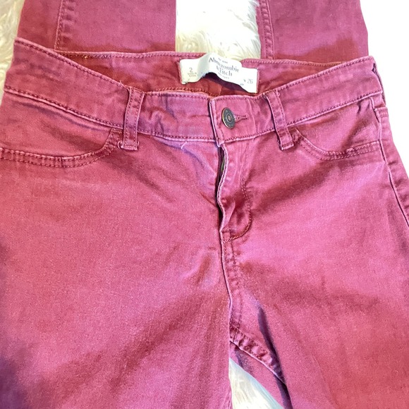 Abercrombie & Fitch Maroon Skinny Jeans Burgundy Low Rise Women's Size 2 / 26 - Picture 6 of 8